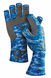 Fish Monkey half finger guide glove blue camo