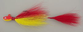 monster peacock bass jig red yellow